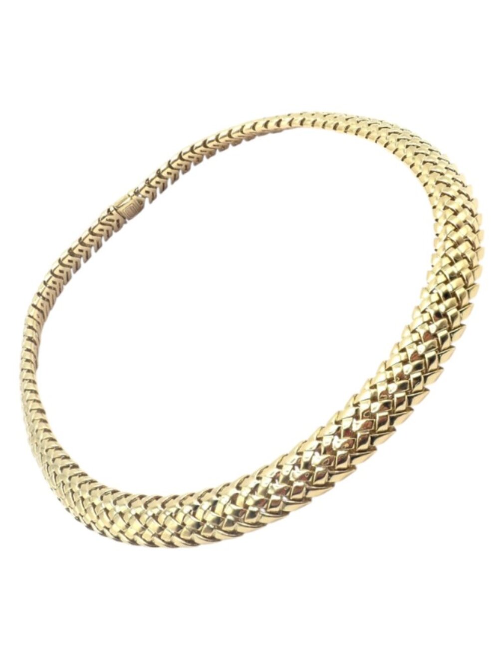 Authentic! Tiffany & Co Vannerie 18k Yellow Gold Basket Weave Necklace 1995
